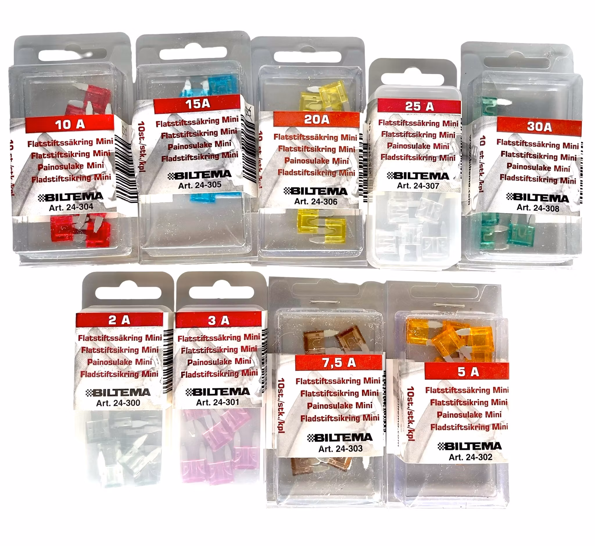 Stort parti säkringar - Bil säkringar + Glasrörs säkringar + Sortiments lådor