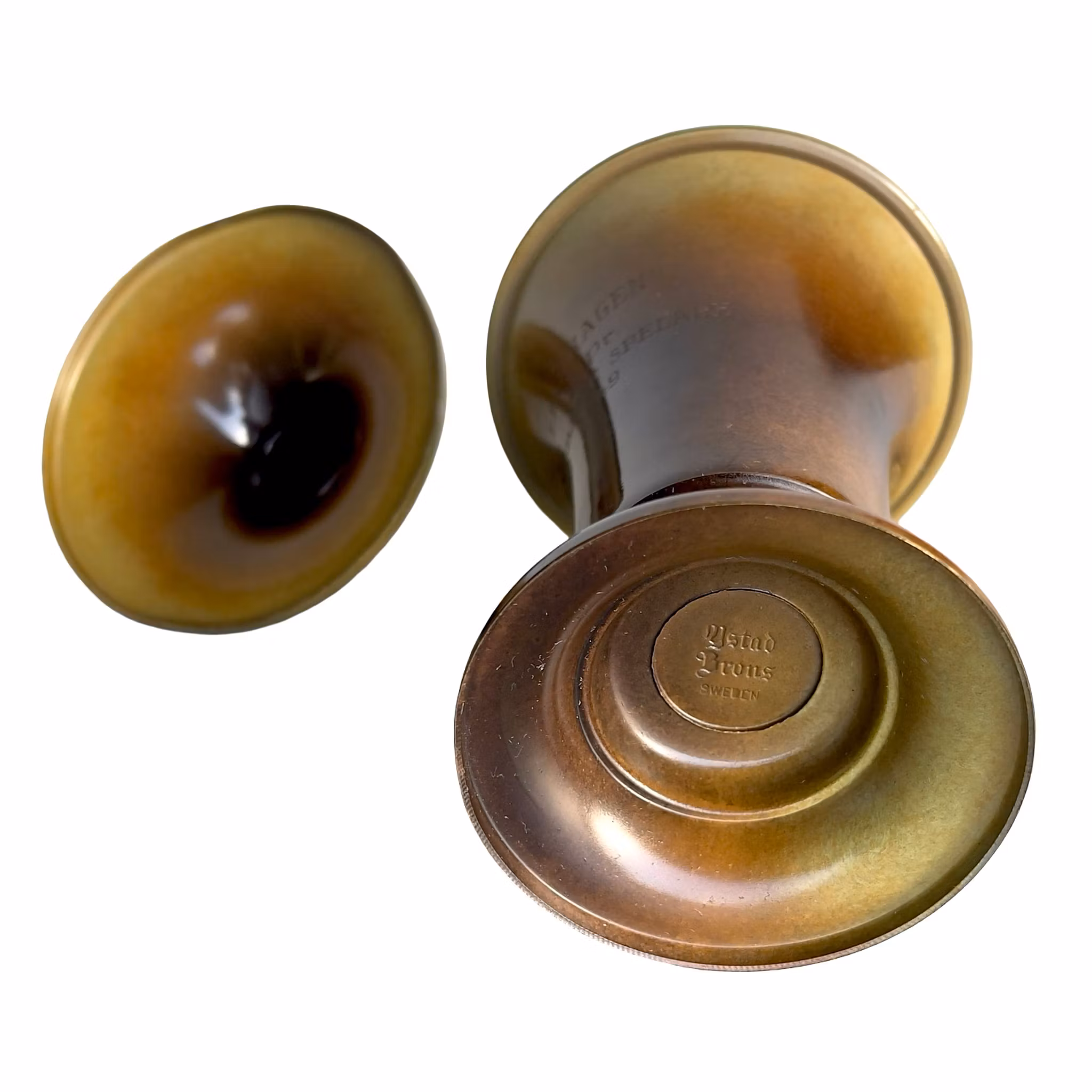 Vintage pokal / Urna i brons med lock - Ystad Brons - Graverad 1949