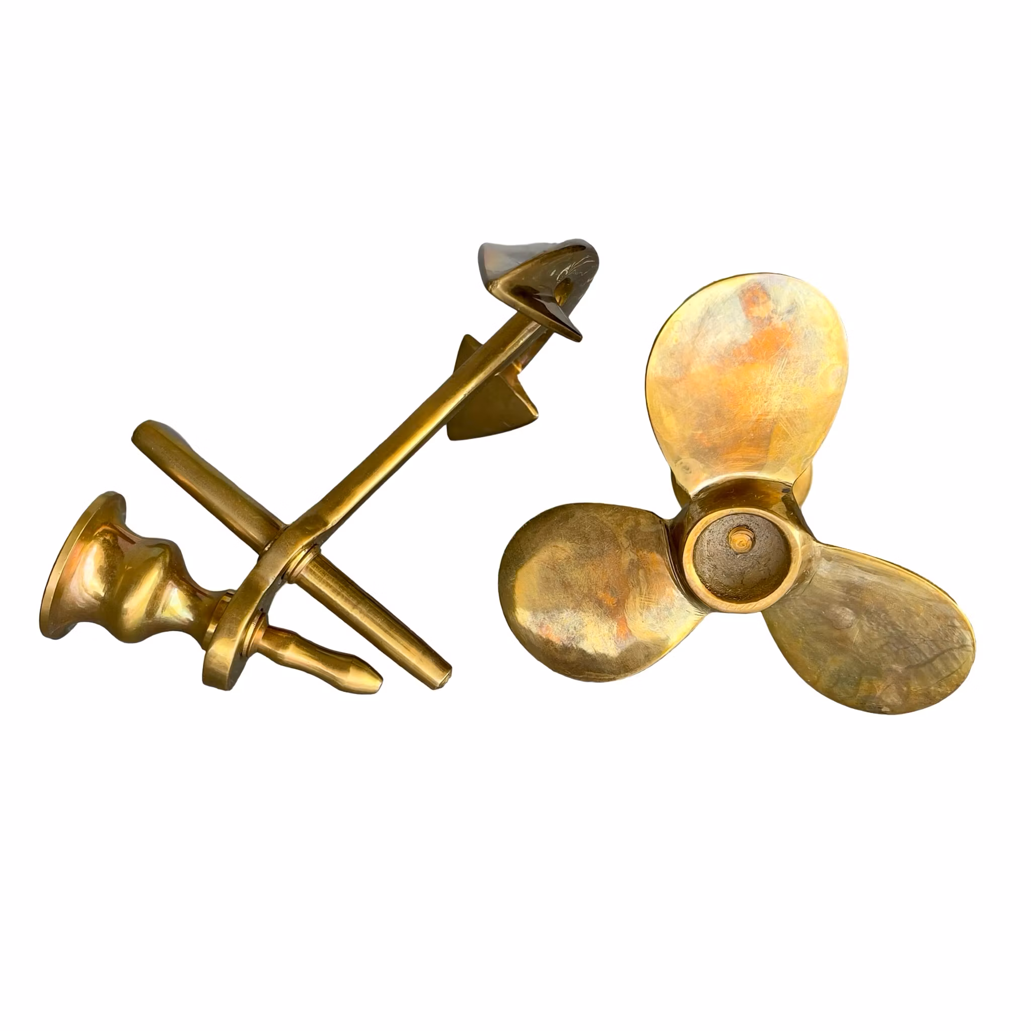 Vackra ljusstakar i mässing - Ankare & Propeller - Maritim / Nautisk dekor