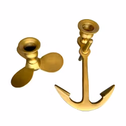 Wunderschöne Kerzenleuchter aus Messing – Anker & Propeller – Maritime/Nautische Dekoration