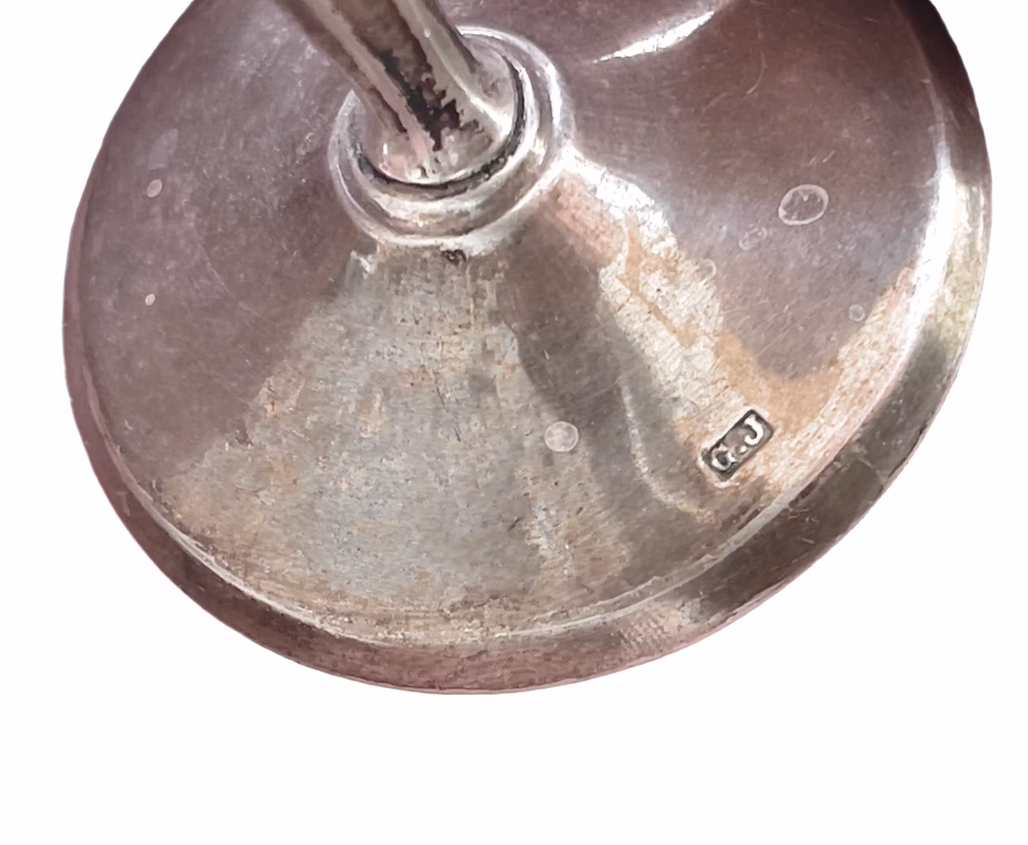 6 st glas / Bägare i nysilver, Stämplade G.J