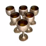 6 st glas / Bägare i nysilver, Stämplade G.J