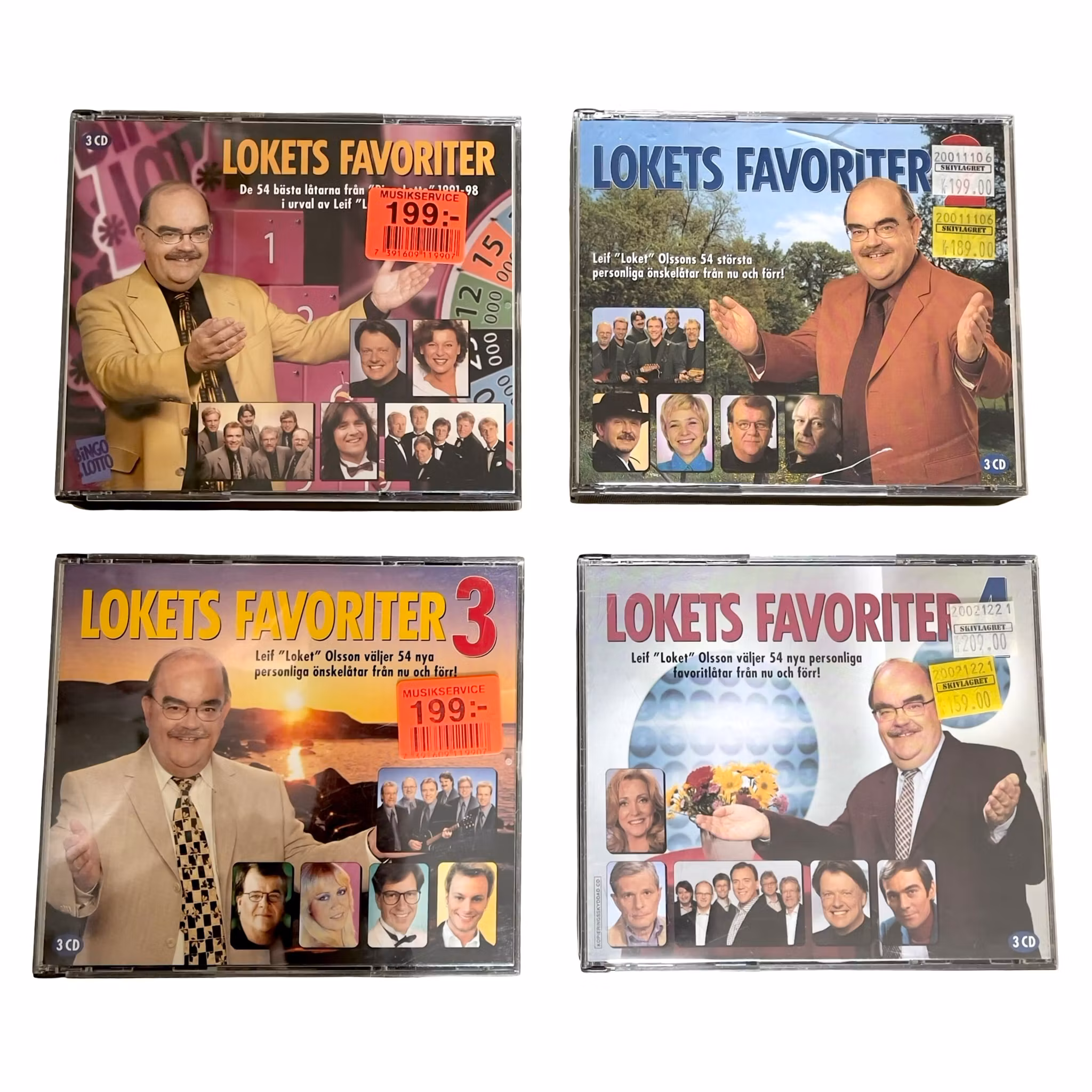 Lokets Favoriter 1 - 4  Komplett box samling med svensk dansbands musik (12 CD)