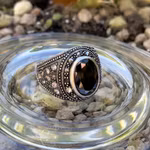 Vintage herr ring i 925 sterling silver med svart onyx - Dekorativ statement ring