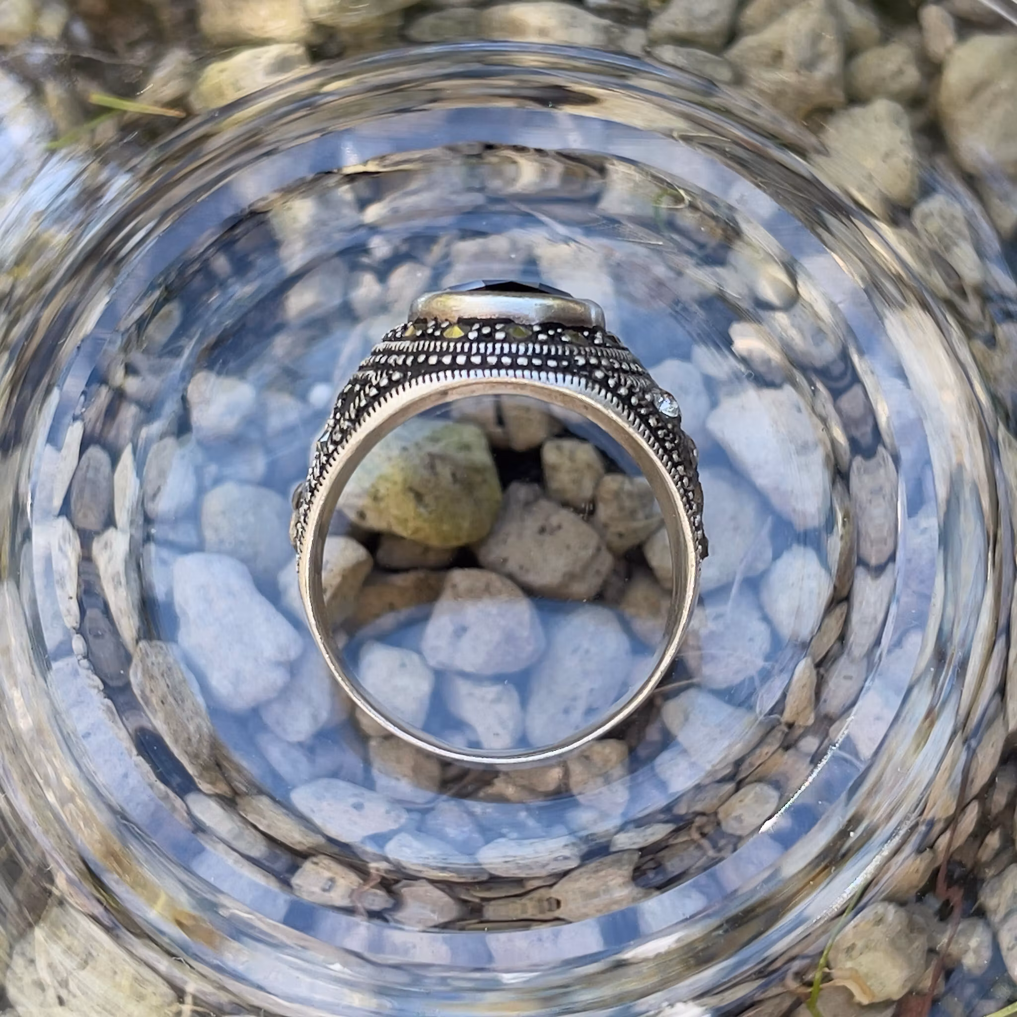 Vintage herr ring i 925 sterling silver med svart onyx - Dekorativ statement ring