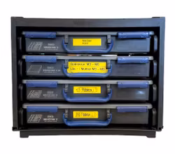 Caja surtida con tornillos, tuercas y arandelas: completa y organizada.