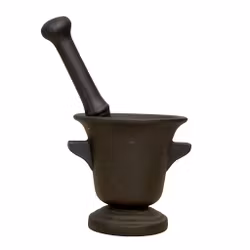 Mortero antiguo con martillo - Modelo pesado (negro)