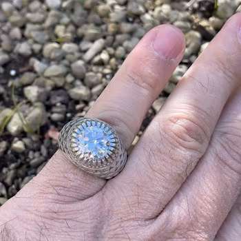 Silverring med stor Moissanite ca 5 ct