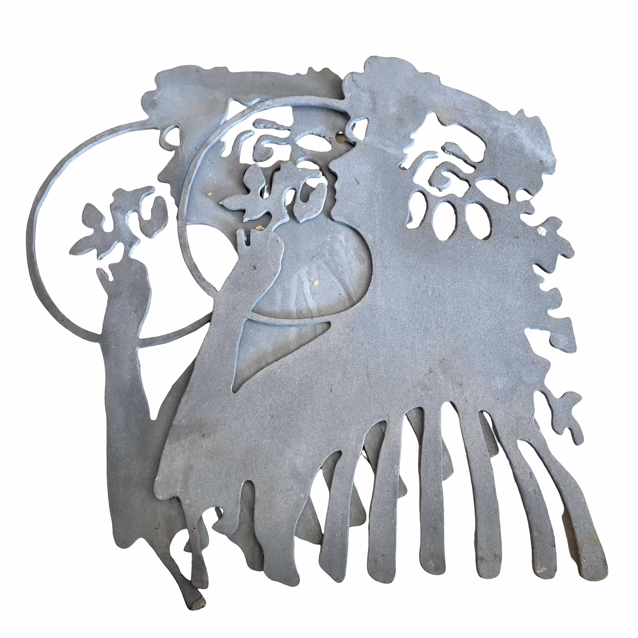 Metallkonst / Väggdekoration i smide - 2 st väggfigurer av Alf Pålsson (jugend / Art Nouveau)