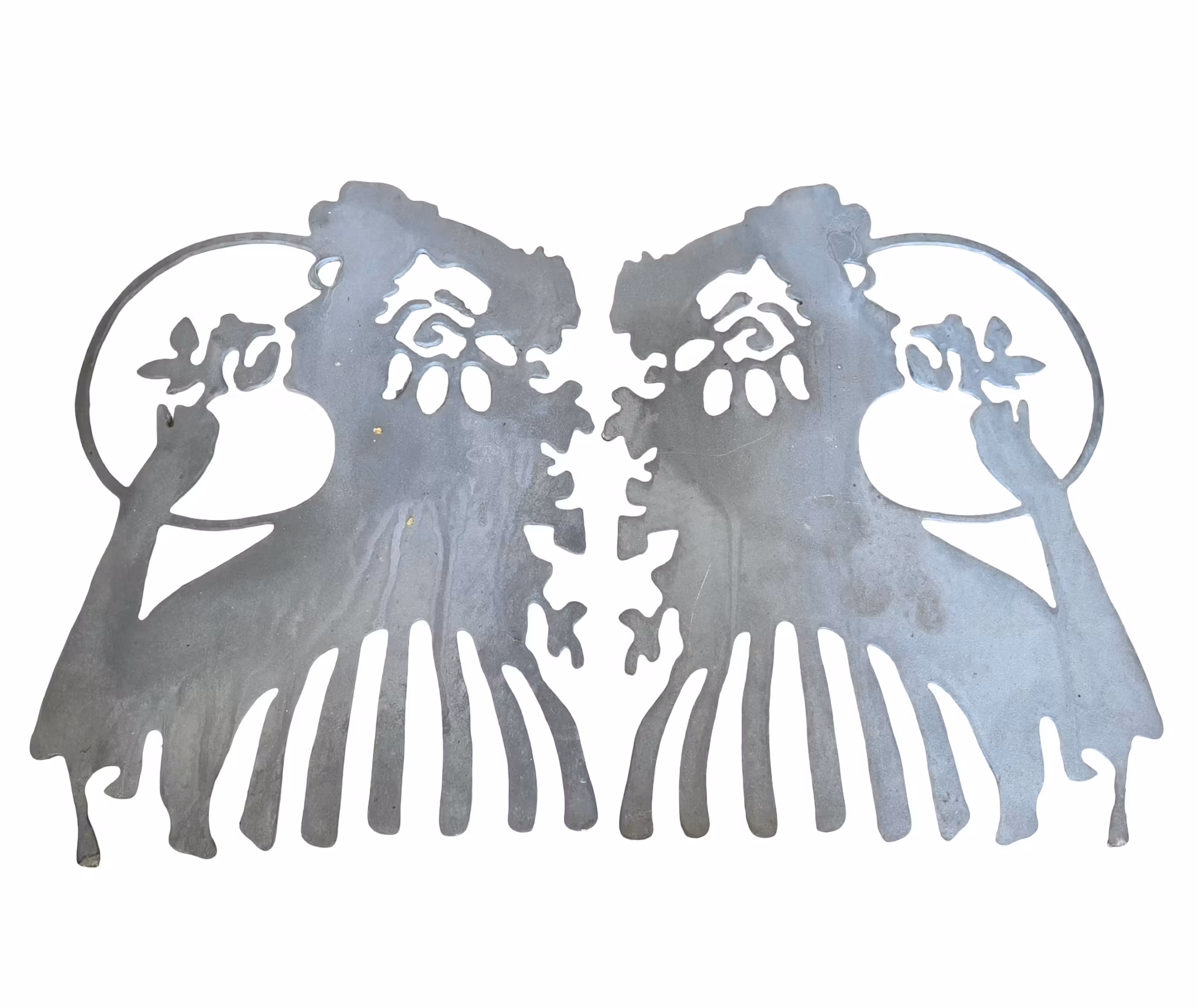 Metallkonst / Väggdekoration i smide - 2 st väggfigurer av Alf Pålsson (jugend / Art Nouveau)