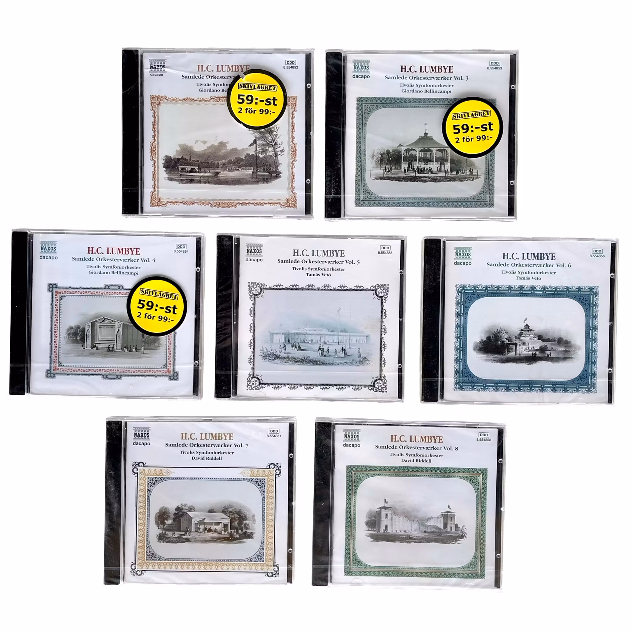 CD Samling - H.C. Lumbye - Samlede Orkesterverker Vol. 2-8 (Inplastade 7 CD)