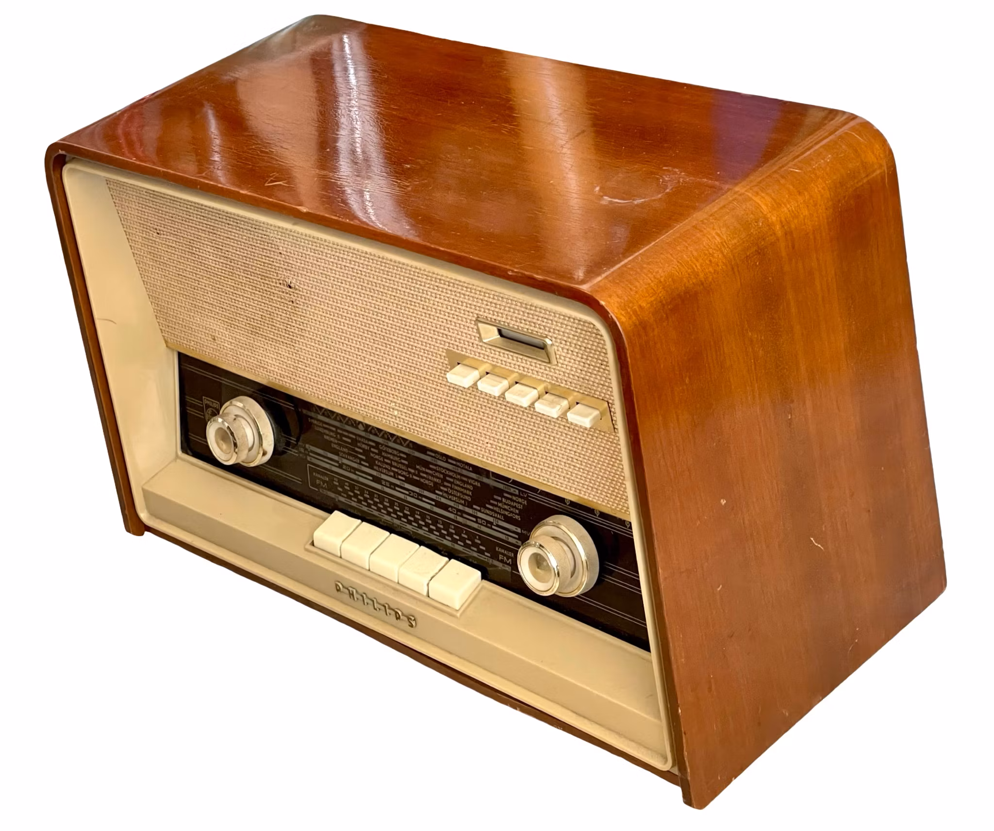 Vintage radio - Philips retro bordsradio i trä