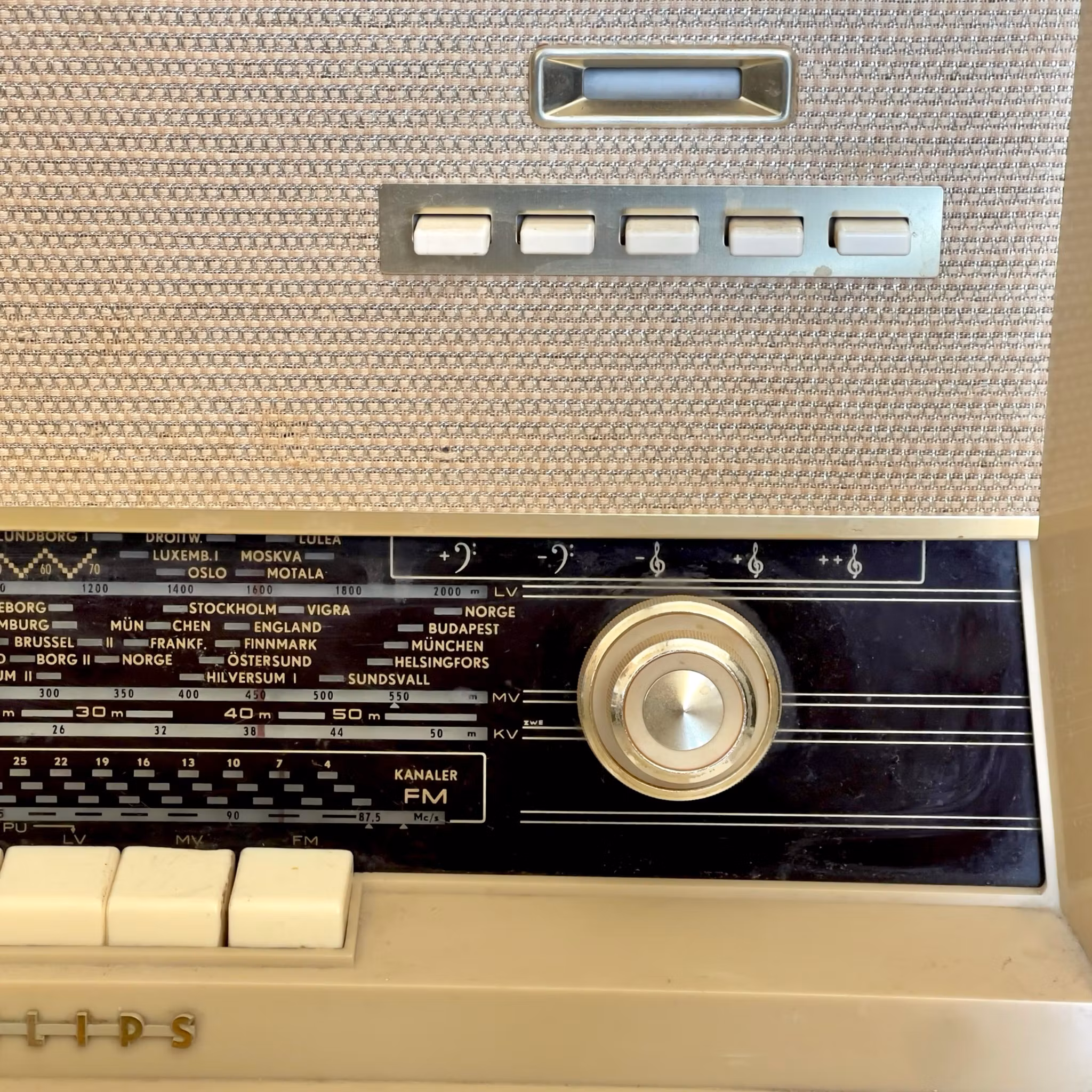 Vintage radio - Philips retro bordsradio i trä