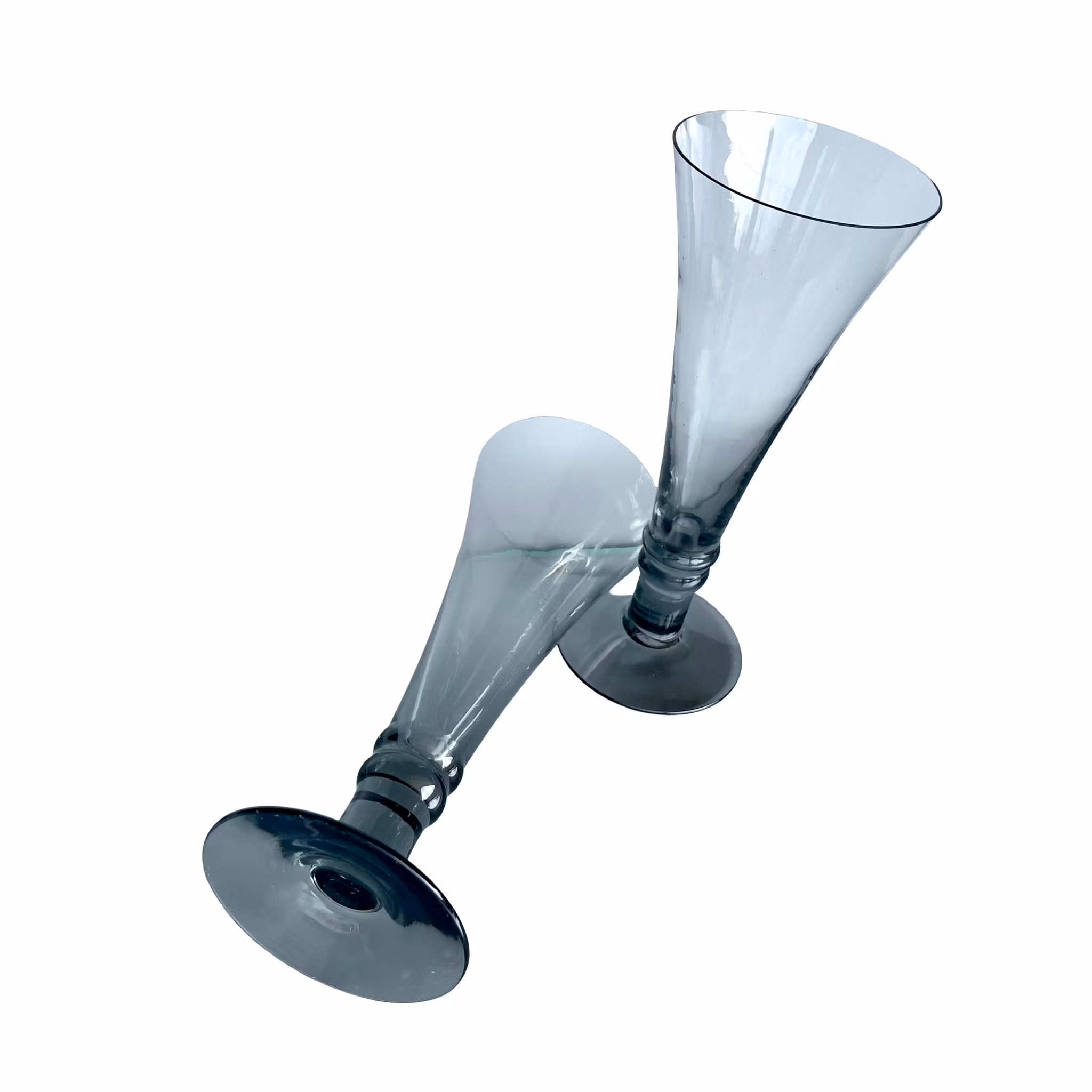 Ouderwetse champagneglazen in blauwe tinten - Elegant retro (2 stuks)