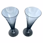 Äldre munblåsta champagne glas i blåton - Elegant retro (2 st)