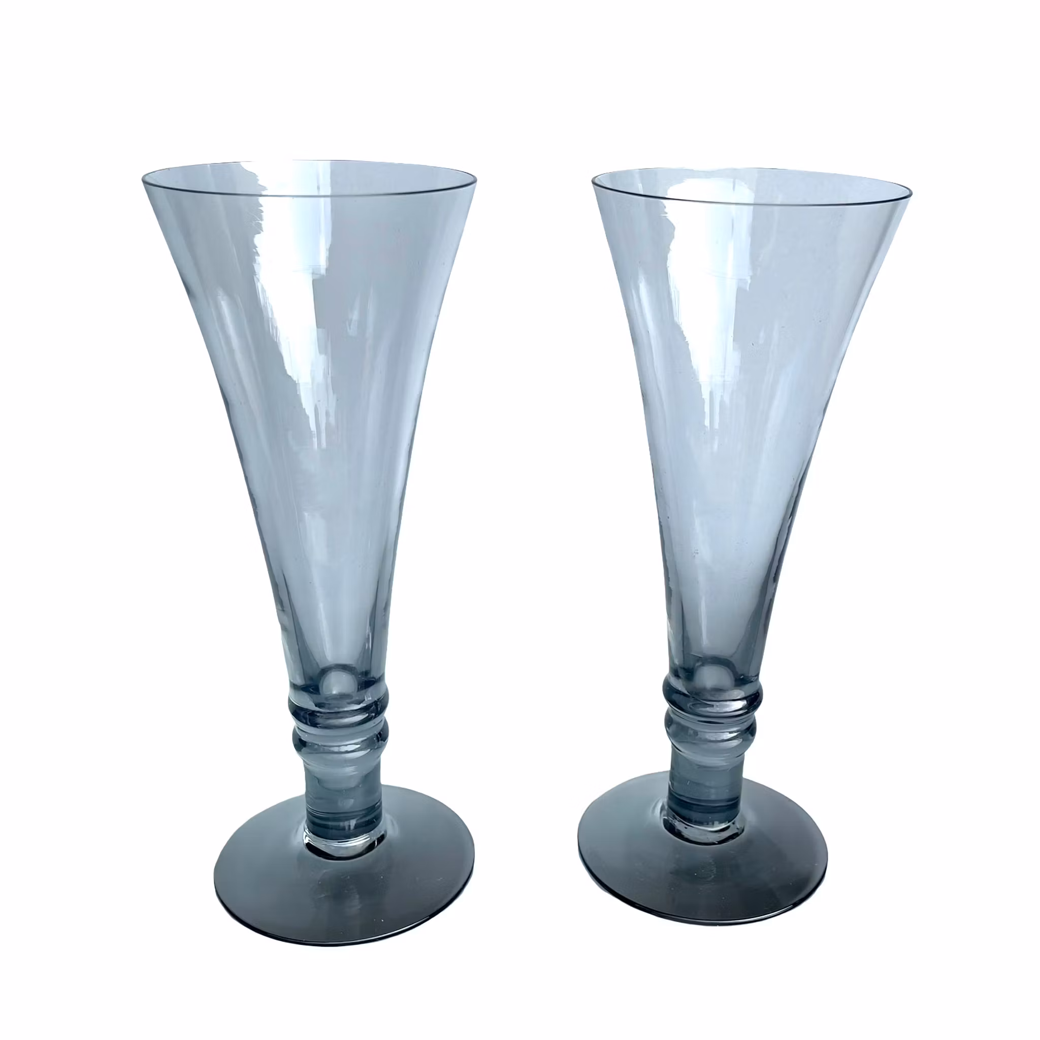 Ouderwetse champagneglazen in blauwe tinten - Elegant retro (2 stuks)