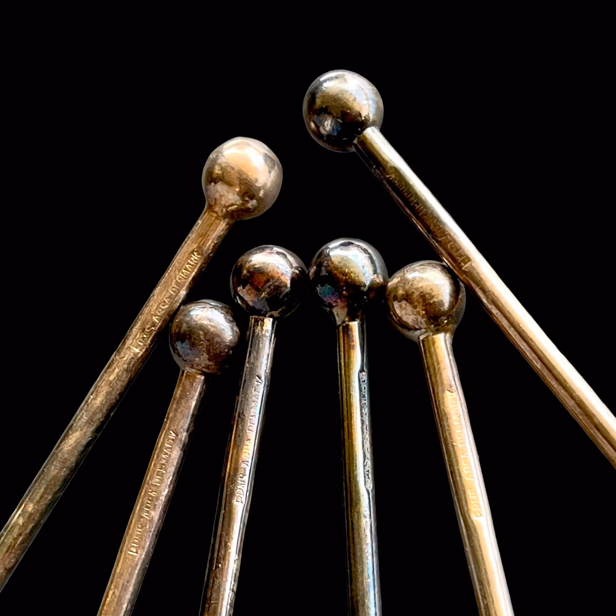 Vintage drink pinnar i nysilver - Design Piet Hein - ABSA Danmark (6 st)