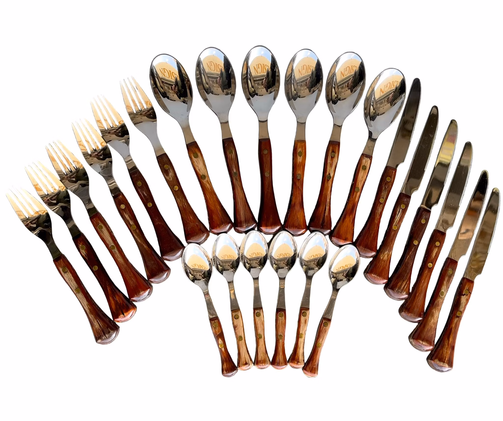 Vintage WMF bestickset 24 delar - Trähandtag / Rostfritt stål - Tyskland