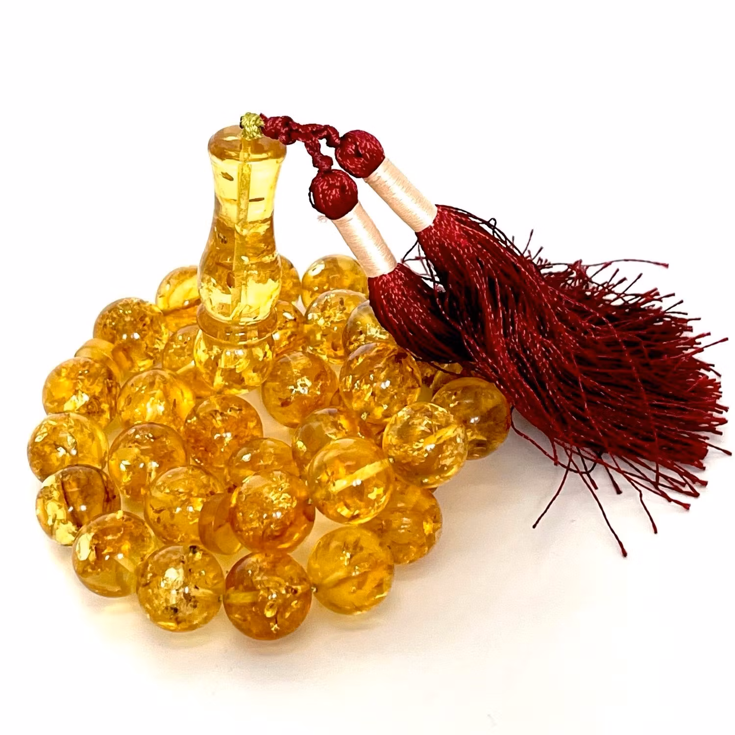 Vintage radband i naturlig behandlad baltisk bärnsten - 33 pärlor - ca 74 g