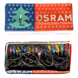 2 unidades de luces exteriores/luces para árbol de Navidad OSRAM vintage con caja de cartón original.