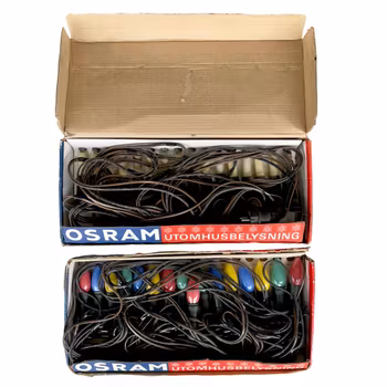 2 pcs Vintage OSRAM outdoor lighting / Christmas tree lighting with original cardboard box