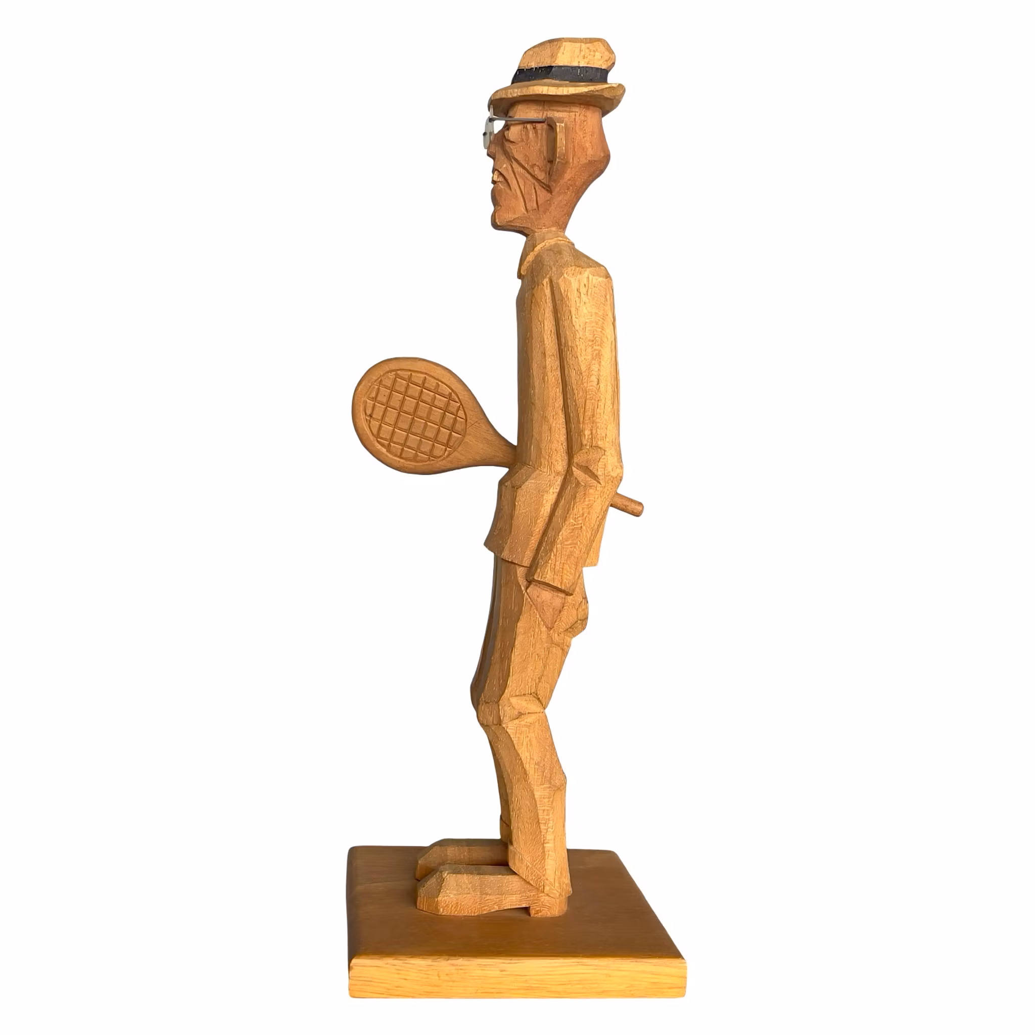 Erik Pålsson - Hand snidad träfigur föreställande Gustav V som tennis spelare