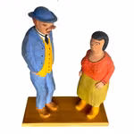 Erik Pålsson - Trä skulptur - Par i samtal / folklig karikatyr