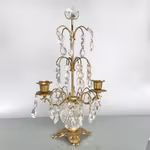 Vintage kristall kandelaber - 2 Armad bords ljusstake i mässing