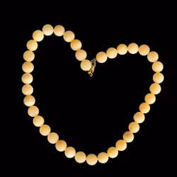 Collier vintage massif en véritable pierre naturelle - 92 grammes - perles de 12 mm