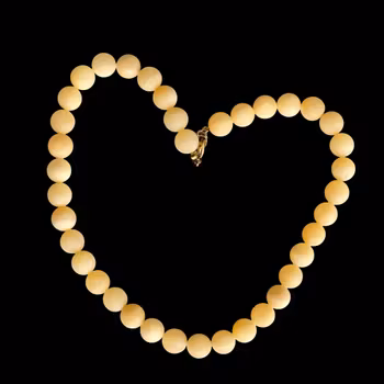 Massivt vintage halsband i äkta natursten - 92 gram - 12 mm pärlor