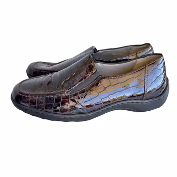 Zapatos cómodos Ara / mocasines para mujer - piel charol con relieve de cocodrilo - talla 39 (UK 6)