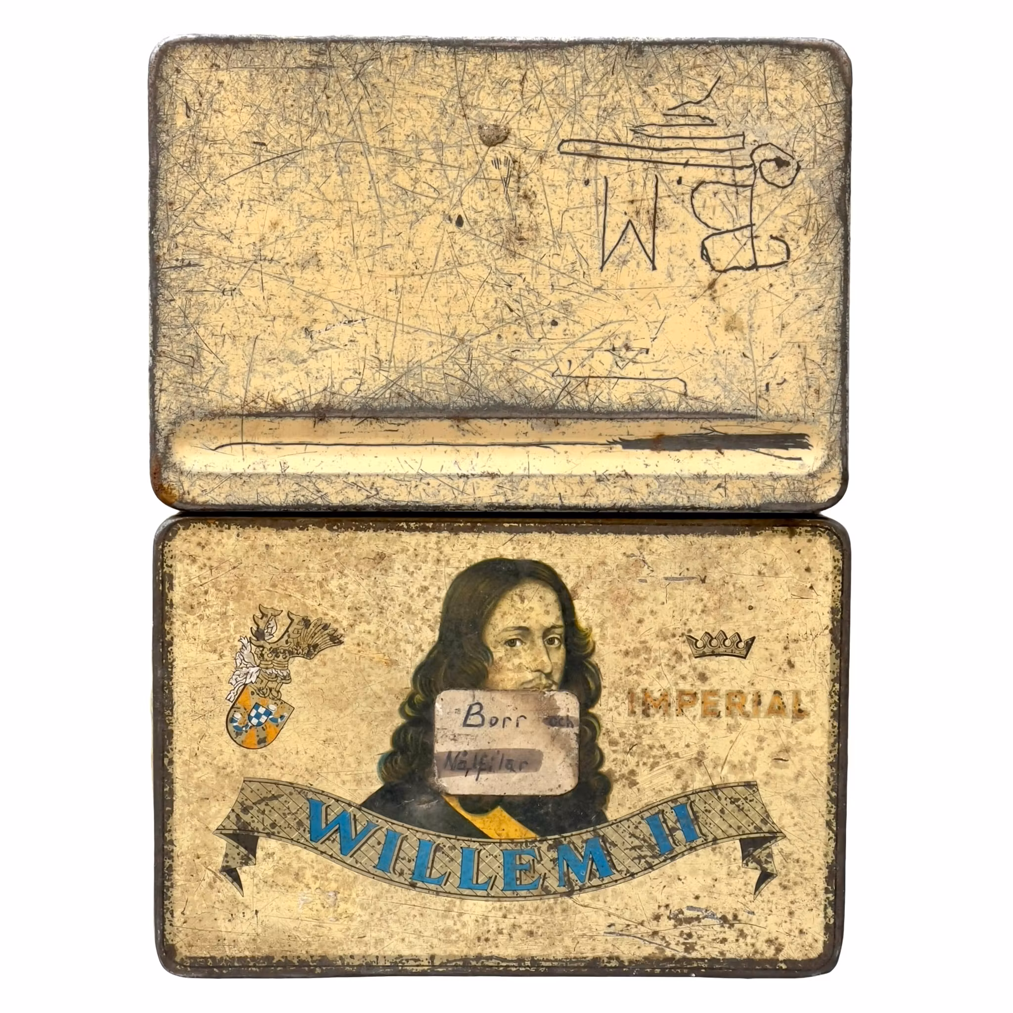Antik plåtburk / Cigarettburk Willem II Imperial - Holland
