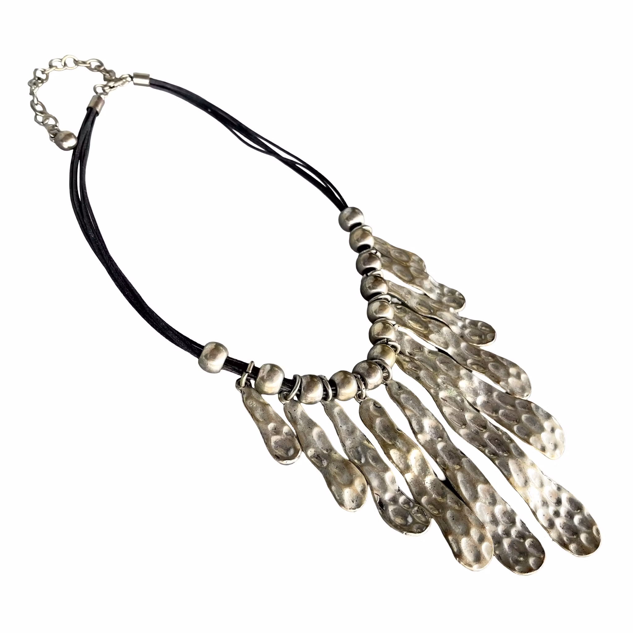 Vintage statement halsband i silverton vit metall - Boho / tribal / modern design