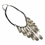 Vintage statement halsband i silverton vit metall - Boho / tribal / modern design