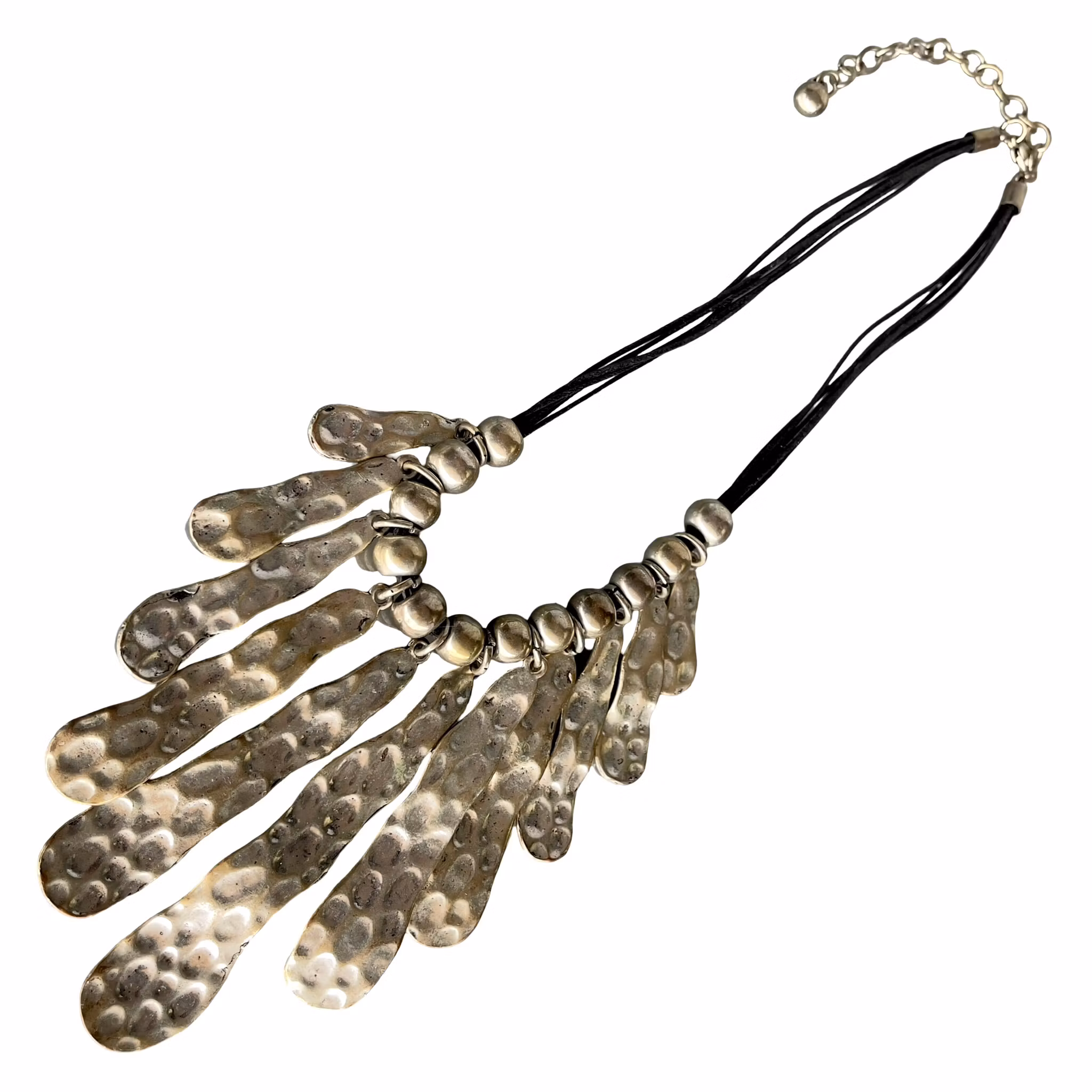 Vintage statement halsband i silverton vit metall - Boho / tribal / modern design