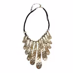 Vintage statement halsband i silverton vit metall - Boho / tribal / modern design