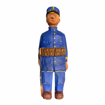 Äldre Hand snidad träfigur soldat / militär - Folk konst
