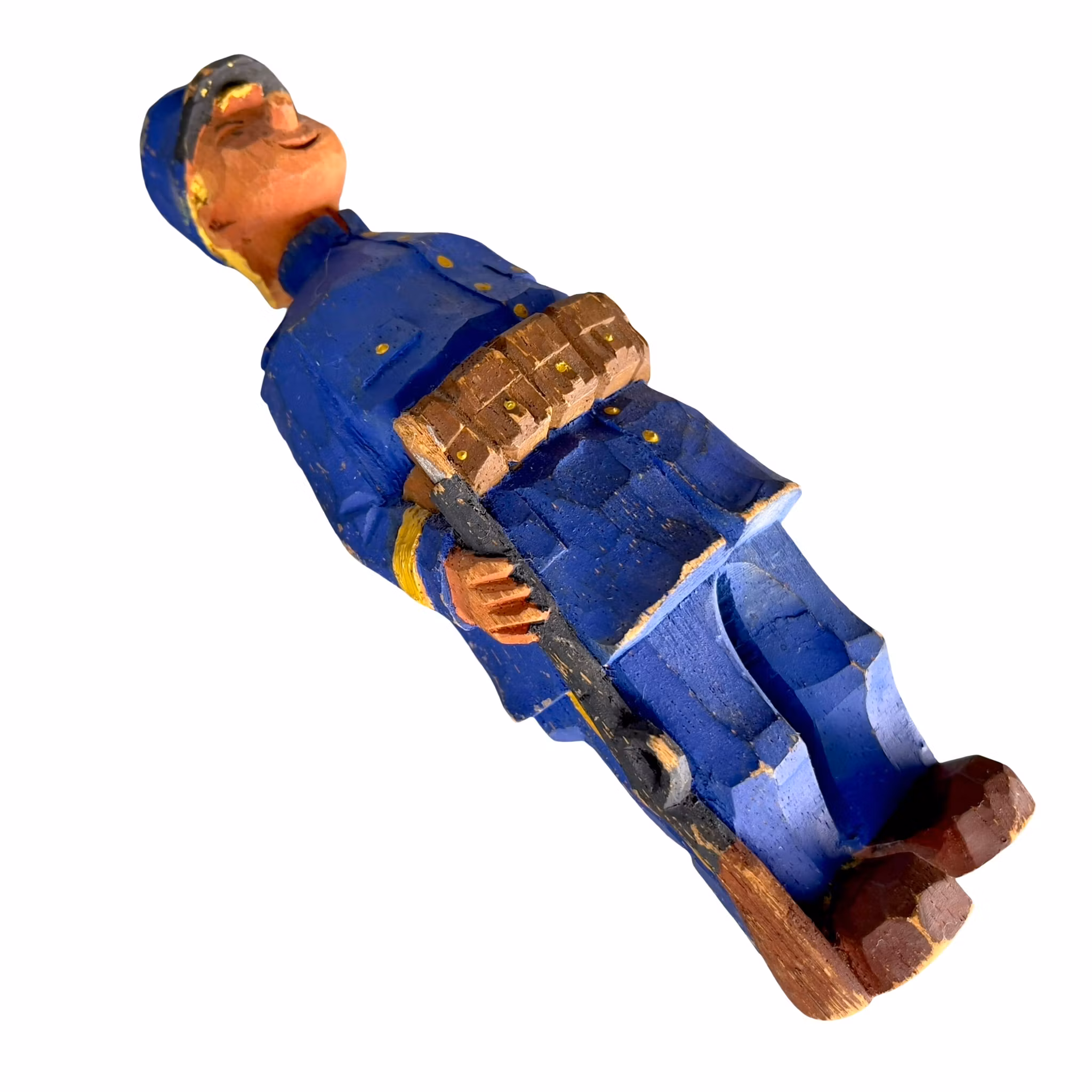 Äldre Hand snidad träfigur soldat / militär - Folk konst