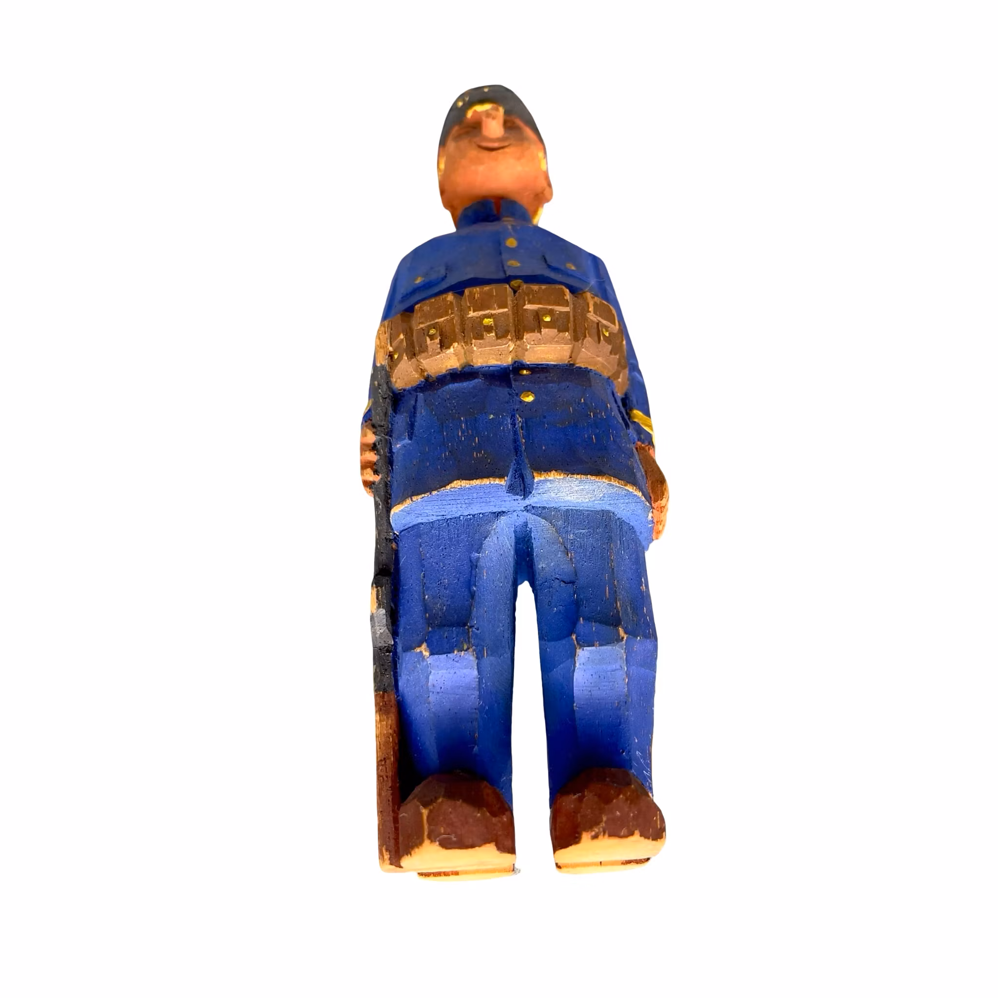 Äldre Hand snidad träfigur soldat / militär - Folk konst