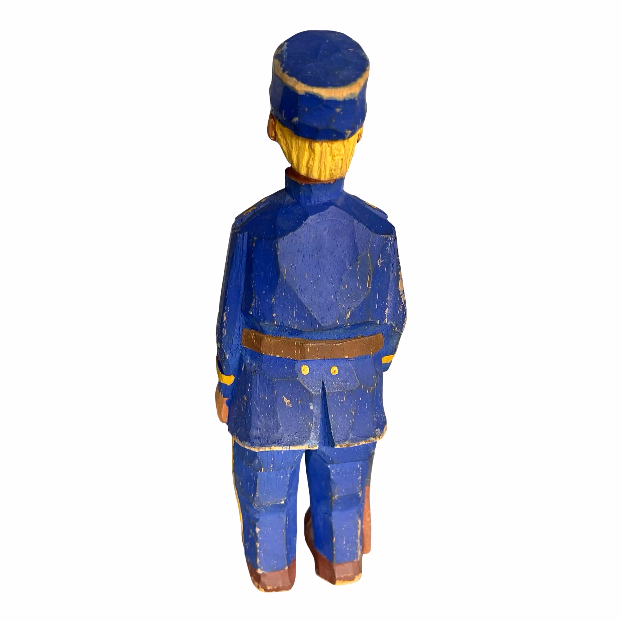 Äldre Hand snidad träfigur soldat / militär - Folk konst