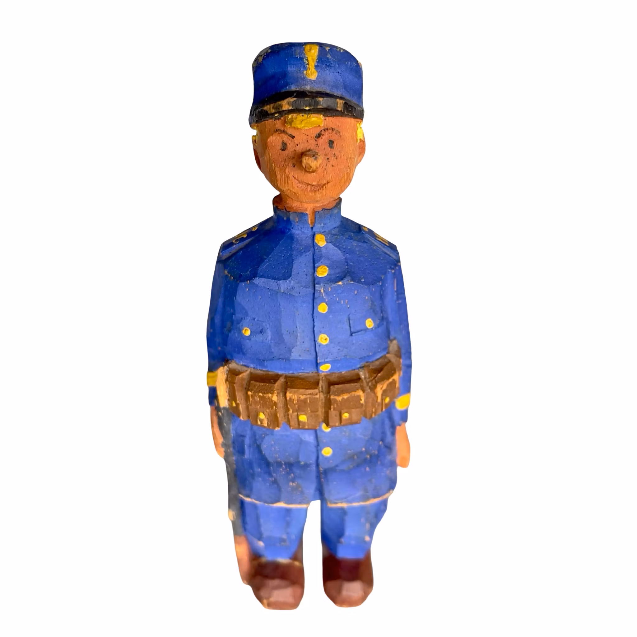 Äldre Hand snidad träfigur soldat / militär - Folk konst