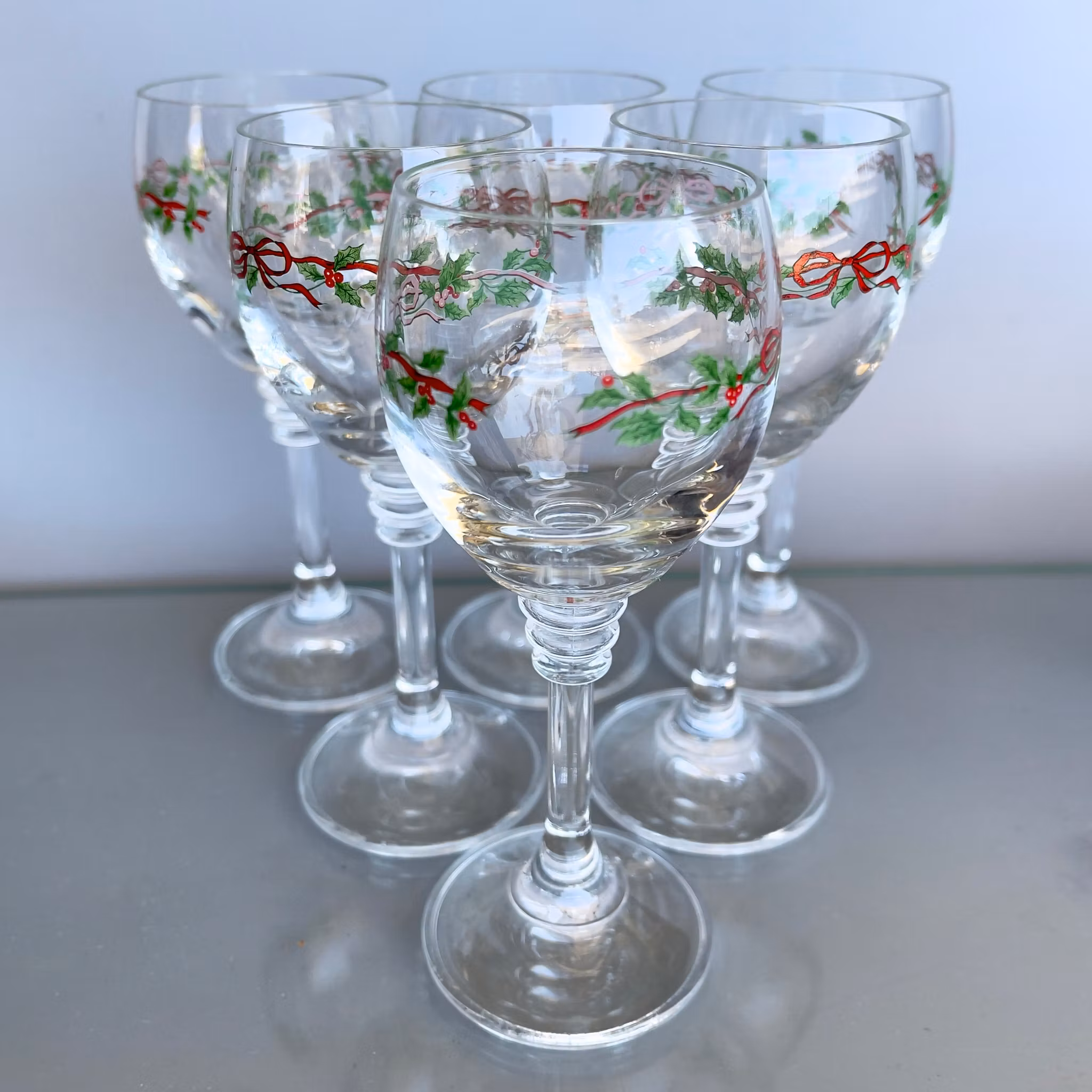 6 st juliga likörglas / snapsglas / dessertglas - Holly motiv
