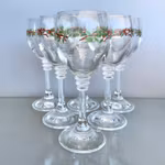 6 st juliga likörglas / snapsglas / dessertglas - Holly motiv