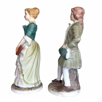 2 st vintage porslins figurer - Dam & herre i rokoko stil
