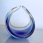 2 st konstglas skålar / ljuslyktor i droppform - Blå & vinröd ton