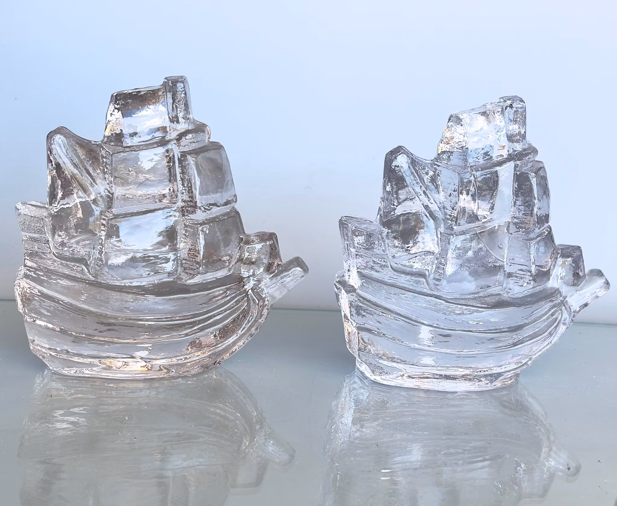 2 st Vintage glasfartyg - Uno Westerberg för Pukeberg