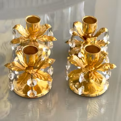 4 kullanväristä kynttilänjalkaa prismoilla - Vintage-romanttinen tyyli