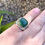 Exklusiv vintage herrring i silver med 15 ct stor naturlig smaragd