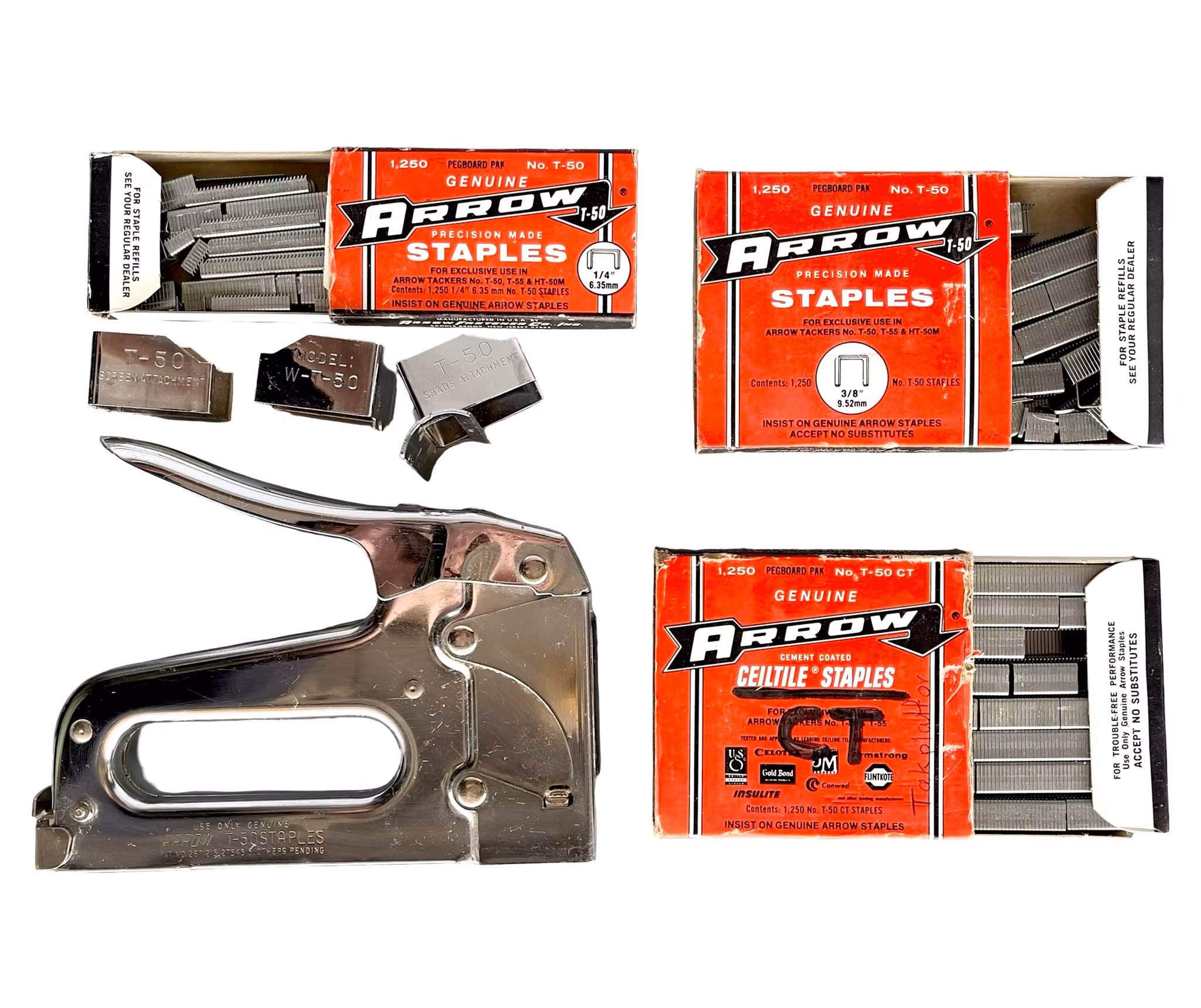 Vintage Arrow T 50MP Staple Gun Kit - Komplett häft pistolset i originalbox - USA