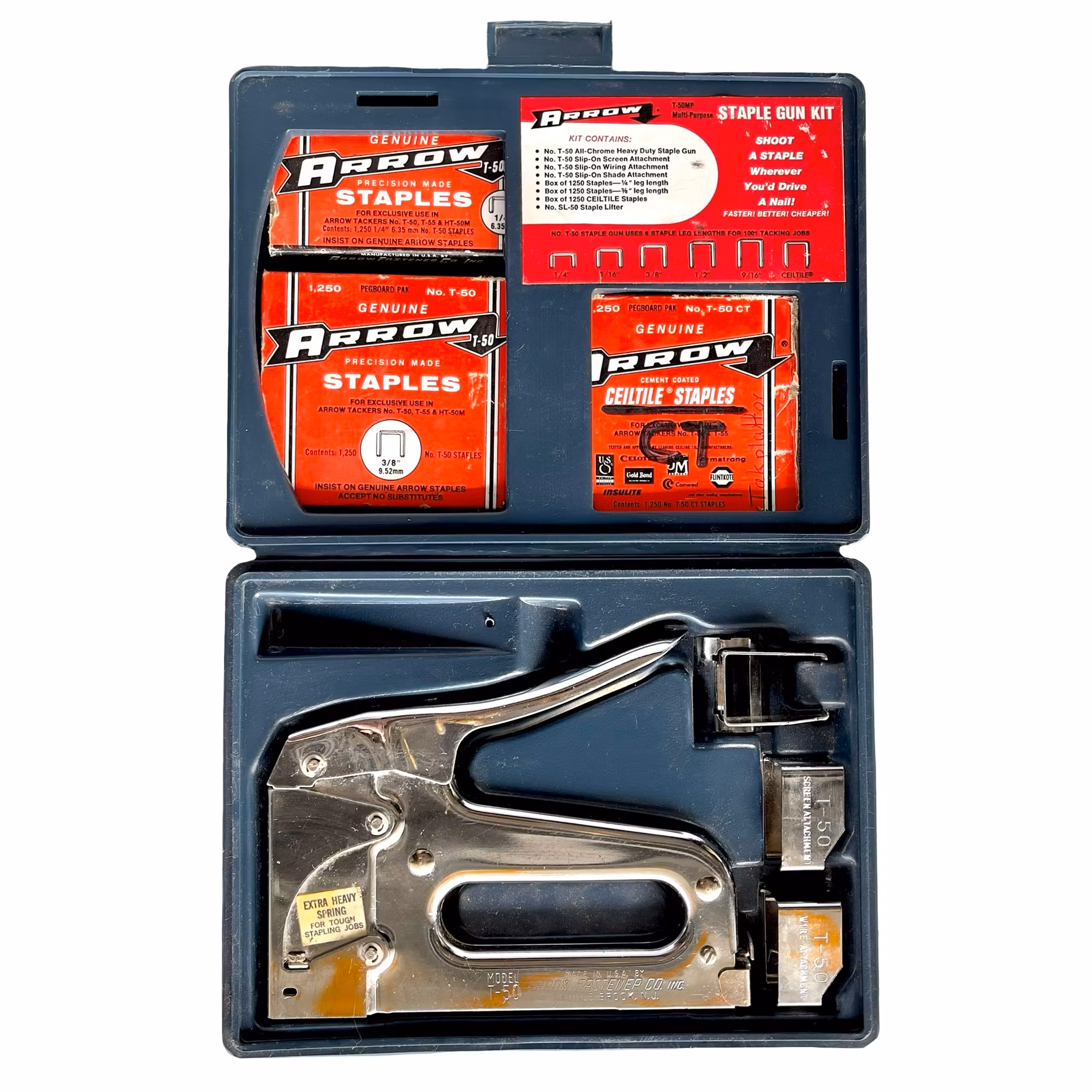 Vintage Arrow T 50MP Staple Gun Kit - Komplett häft pistolset i originalbox - USA
